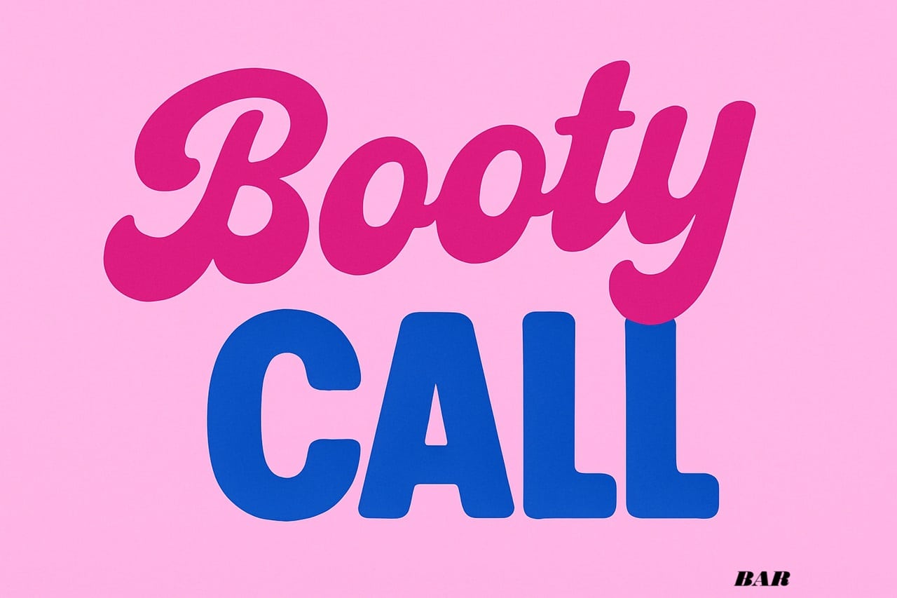 Retro-Schriftzug Booty CALL, symbolisch für die Booty Call Bar auf der Soi 6 in Pattaya
